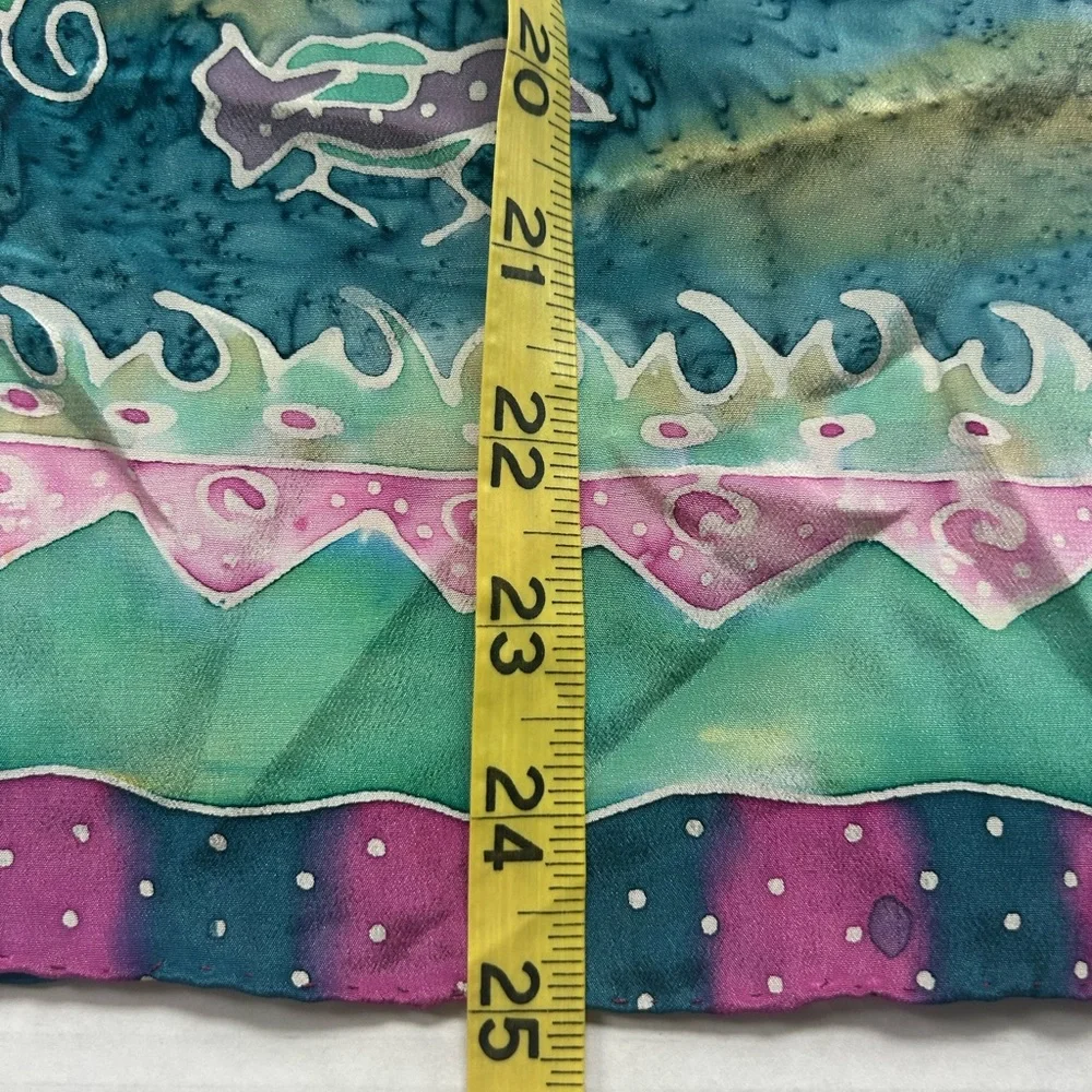 MSPCC Elegant multicoloured Silk The dye Scarf 10”x 25”. - Picture 5 of 6